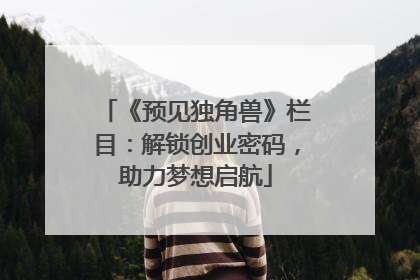 《预见独角兽》栏目：解锁创业密码，助力梦想启航