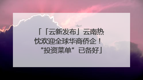 「云新发布」云南热忱欢迎全球华商侨企！“投资菜单”已备好