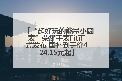 “超好玩的能量小圆表”荣耀手表Fit正式发布 国补到手价424.15元起