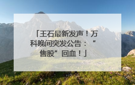 王石最新发声！万科晚间突发公告：“售股”回血！