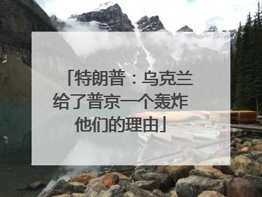 特朗普：乌克兰给了普京一个轰炸他们的理由