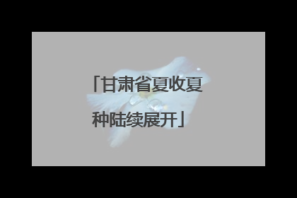 甘肃省夏收夏种陆续展开