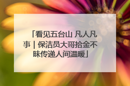 看见五台山 凡人凡事｜保洁员大哥拾金不昧传递人间温暖