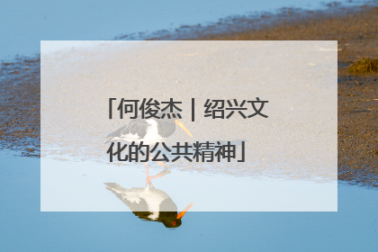 何俊杰｜绍兴文化的公共精神