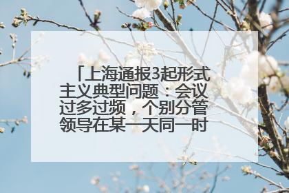 上海通报3起形式主义典型问题：会议过多过频，个别分管领导在某一天同一时段需参加3个会议