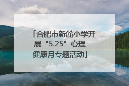 合肥市新麓小学开展“5.25”心理健康月专题活动