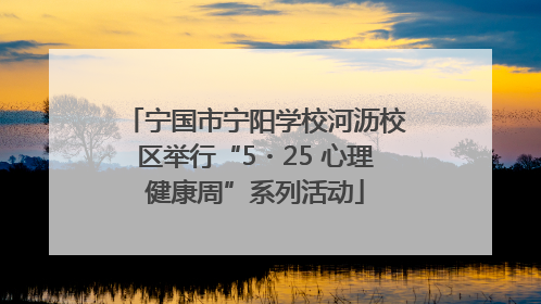 宁国市宁阳学校河沥校区举行“5・25 心理健康周”系列活动