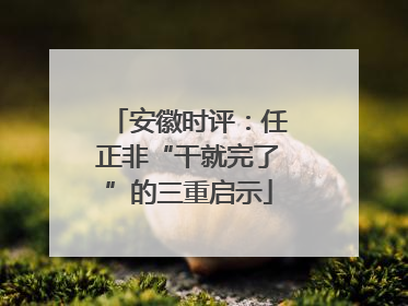 安徽时评：任正非“干就完了”的三重启示
