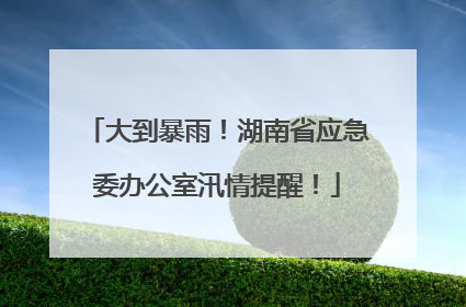 大到暴雨！湖南省应急委办公室汛情提醒！