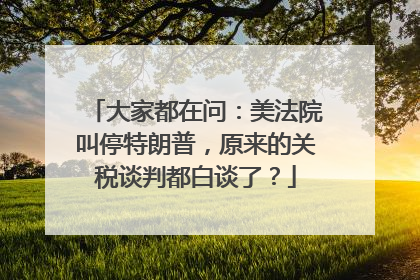 大家都在问：美法院叫停特朗普，原来的关税谈判都白谈了？