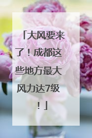大风要来了！成都这些地方最大风力达7级！