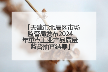 天津市北辰区市场监管局发布2024年重点工业产品质量监督抽查结果