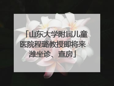 山东大学附属儿童医院程璐教授即将来潍坐诊、查房