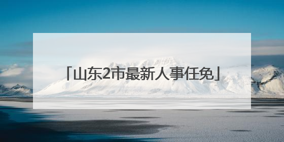 山东2市最新人事任免