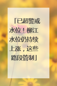已超警戒水位！柳江水位仍持续上涨，这些路段管制