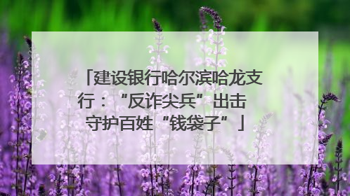 建设银行哈尔滨哈龙支行：“反诈尖兵”出击 守护百姓“钱袋子”