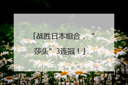战胜日本组合，“莎头”3连冠！