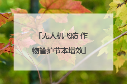 无人机飞防 作物管护节本增效