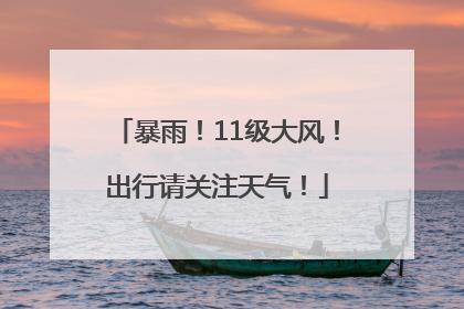 暴雨！11级大风！出行请关注天气！