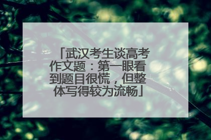 武汉考生谈高考作文题：第一眼看到题目很慌，但整体写得较为流畅