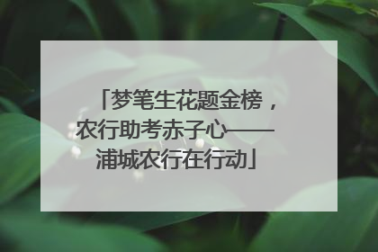 梦笔生花题金榜，农行助考赤子心——浦城农行在行动