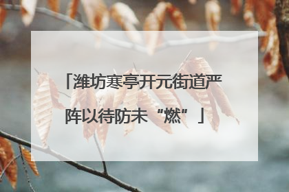 潍坊寒亭开元街道严阵以待防未“燃”