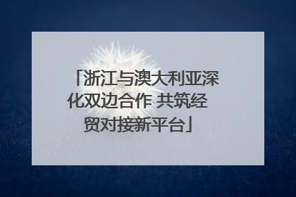 浙江与澳大利亚深化双边合作 共筑经贸对接新平台