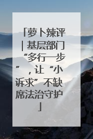 萝卜辣评｜基层部门“多行一步”，让“小诉求”不缺席法治守护