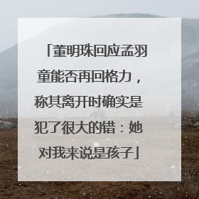 董明珠回应孟羽童能否再回格力，称其离开时确实是犯了很大的错：她对我来说是孩子