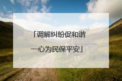 调解纠纷促和谐 一心为民保平安