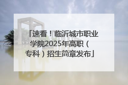 速看！临沂城市职业学院2025年高职（专科）招生简章发布