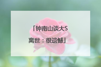 钟南山谈大S离世：很遗憾