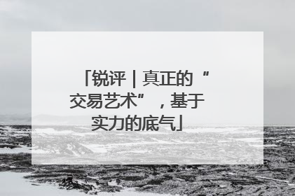 锐评｜真正的“交易艺术”，基于实力的底气