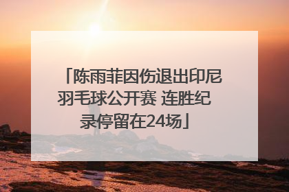 陈雨菲因伤退出印尼羽毛球公开赛 连胜纪录停留在24场