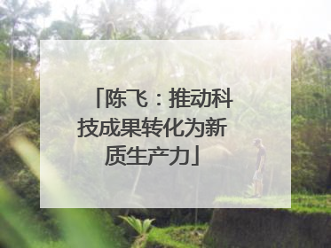 陈飞：推动科技成果转化为新质生产力