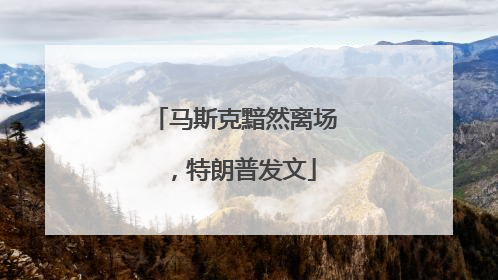 马斯克黯然离场，特朗普发文