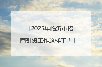 2025年临沂市招商引资工作这样干！