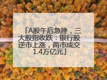 A股午后急挫，三大股指收跌：银行股逆市上涨，两市成交1.4万亿元